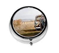 Pill Boxes Antique Car Print Pill Container Medicine Box Round Metal Pill Box for Medicine
