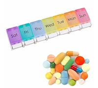 Pill Boxes Portable Weekly Pill Box 7 Day Pill Case Organiser BPA Free Easy to Open Travel Tablet Boxes with Large Compartments for Travel Work Pills/Fish Oil/Vitamin/Supplements - Rainbow