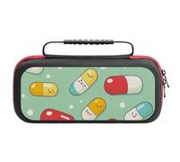 Pill Capsules Pattern Compatible with Switch Case Bag Travel Protective Cover Handbag with 20 Game Accessories
