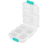 Pill Case, 10-Compartment PP Storage Box, Portable Container for Travel, Double-Layer Organizer with Removable Inner Lids and Secure Buckle for Vitamins Jewelry Small Items