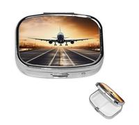Pill Case 2 Compartment Pill Box Portable Metal Pill Organizer Cute Travel Pill Container Backpack Airplane Vitamin Organizer for Purse Pocket Travel Gift