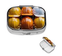 Pill Case 2 Compartment Pill Box Portable Metal Pill Organizer Cute Travel Pill Container Construction Helmets Vitamin Organizer for Purse Pocket Travel Gift