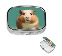 Pill Case 2 Compartment Pill Box Portable Metal Pill Organizer Cute Travel Pill Container Cute and Weird Hamster Vitamin Organizer for Purse Pocket Travel Gift