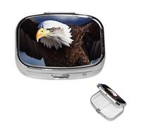 Pill Case 2 Compartment Pill Box Portable Metal Pill Organizer Cute Travel Pill Container Eagle Vitamin Organizer for Purse Pocket Travel Gift