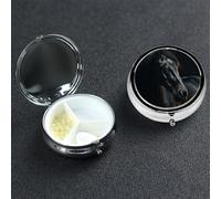 Pill Case 3 Compartment Pill Box Portable Metal Pill Organizer Cute Travel Pill Container A Dark Horse Vitamin Organizer for Purse Pocket Travel Gift
