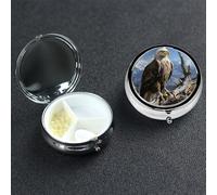 Pill Case 3 Compartment Pill Box Portable Metal Pill Organizer Cute Travel Pill Container A Lone Eagle Vitamin Organizer for Purse Pocket Travel Gift