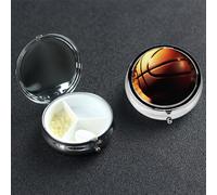 Pill Case 3 Compartment Pill Box Portable Metal Pill Organizer Cute Travel Pill Container Basketball Background Vitamin Organizer for Purse Pocket Travel Gift