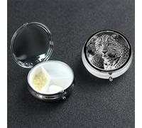 Pill Case 3 Compartment Pill Box Portable Metal Pill Organizer Cute Travel Pill Container Black White Leopard Animal Vitamin Organizer for Purse Pocket Travel Gift