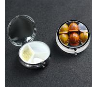 Pill Case 3 Compartment Pill Box Portable Metal Pill Organizer Cute Travel Pill Container Construction Helmets Vitamin Organizer for Purse Pocket Travel Gift