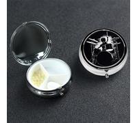 Pill Case 3 Compartment Pill Box Portable Metal Pill Organizer Cute Travel Pill Container Drummer Vitamin Organizer for Purse Pocket Travel Gift