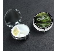 Pill Case 3 Compartment Pill Box Portable Metal Pill Organizer Cute Travel Pill Container Gator Lurking Green Vitamin Organizer for Purse Pocket Travel Gift