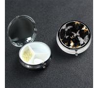 Pill Case 3 Compartment Pill Box Portable Metal Pill Organizer Cute Travel Pill Container Gold White Butterflies Black Vitamin Organizer for Purse Pocket Travel Gift