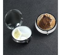 Pill Case 3 Compartment Pill Box Portable Metal Pill Organizer Cute Travel Pill Container Prairie Lion Vitamin Organizer for Purse Pocket Travel Gift