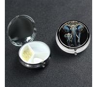 Pill Case 3 Compartment Pill Box Portable Metal Pill Organizer Cute Travel Pill Container Two Elephants Vitamin Organizer for Purse Pocket Travel Gift