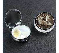 Pill Case 3 Compartment Pill Box Portable Metal Pill Organizer Cute Travel Pill Container White Goat Vitamin Organizer for Purse Pocket Travel Gift