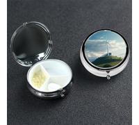 Pill Case 3 Compartment Pill Box Portable Metal Pill Organizer Cute Travel Pill Container Wind Turbine Vitamin Organizer for Purse Pocket Travel Gift