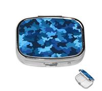 Pill Case 3 Compartment Pill Box Round Pills Organize Blue Camo Pillbox Metal Waterproof Medicine Organizer Box for Travel Medicines Container Storage Box for Medication Planner