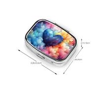 Pill Case 3 Compartment Pill Box Round Pills Organize Blue Love Heart Pillbox Metal Waterproof Medicine Organizer Box for Travel Medicines Container Storage Box for Medication Planner