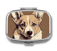 Pill Case 3 Compartment Pill Box Round Pills Organize Cartoon Dog Pillbox Metal Waterproof Medicine Organizer Box for Travel Pills Container Storage Box for Medication Planner