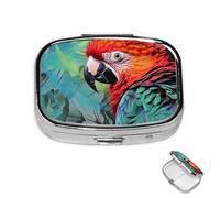 Pill Case 3 Compartment Pill Box Round Pills Organize Colorful Parrot Pillbox Metal Waterproof Medicine Organizer Box for Travel Medicines Container Storage Box for Medication Planner