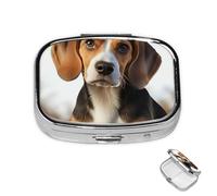Pill Case 3 Compartment Pill Box Round Pills Organize Cute Beagle Dog Pillbox Metal Waterproof Medicine Organizer Box for Travel Medicines Container Storage Box for Medication Planner