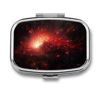Pill Case 3 Compartment Pill Box Round Pills Organize Darkness Bursts Into Red Light Pillbox Metal Waterproof Medicine Organizer Box for Travel Pills Container Storage Box for Medication Planner