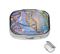 Pill Case 3 Compartment Pill Box Round Pills Organize DNA Genetic Helix Pillbox Metal Waterproof Medicine Organizer Box for Travel Medicines Container Storage Box for Medication Planner