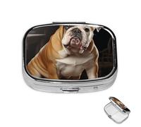 Pill Case 3 Compartment Pill Box Round Pills Organize English-Bulldog Pillbox Metal Waterproof Medicine Organizer Box for Travel Medicines Container Storage Box for Medication Planner