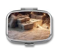 Pill Case 3 Compartment Pill Box Round Pills Organize Gifts Under The Christmas Tree Pillbox Metal Waterproof Medicine Organizer Box for Travel Pills Container Storage Box for Medication Planner