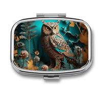 Pill Case 3 Compartment Pill Box Round Pills Organize Owl Pillbox Metal Waterproof Medicine Organizer Box for Travel Pills Container Storage Box for Medication Planner