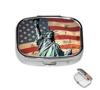 Pill Case 3 Compartment Pill Box Round Pills Organize Statue of Liberty Against Pillbox Metal Waterproof Medicine Organizer Box for Travel Medicines Container Storage Box for Medication Planner