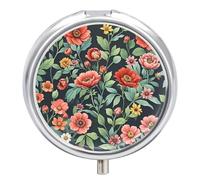 Pill Case 3 Compartment Portable Pill Box for Wallet Pocket Waterproof Travel Pill Organizer Vitamin Organizer Round Small Pill Box Daily Pill Container by Lots of Flowers