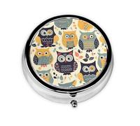 Pill Case Animal Cartoon Owls Cute Round Pill Box Daily 3 Compartment Travel Pill Container for Pocket Purse Portable Medicine Cod Liver Oil Storage Box 3 Times a Day Pill Organizer