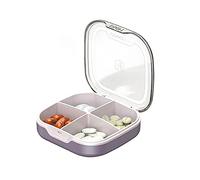 Pill Case Compartment Portable Pill Organizer Divided Vitamin Box Medicine Holder for Daily and Travel Use-4 Compartments-Russet