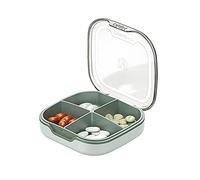 Pill Case Compartment Portable Pill Organizer Divided Vitamin Box Medicine Holder for Daily and Travel Use-4 Compartments-Grass Green