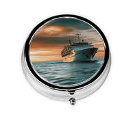 Pill Case Cruise Ship Round Pill Box Daily 3 Compartment Travel Pill Container for Pocket Purse Portable Medicine Cod Liver Oil Storage Box 3 Times a Day Pill Organizer