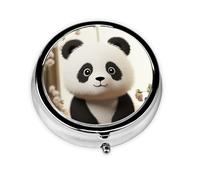 Pill Case Cute White Panda Round Pill Box Daily 3 Compartment Travel Pill Container for Pocket Purse Portable Medicine Cod Liver Oil Storage Box 3 Times a Day Pill Organizer