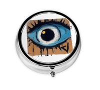 Pill Case Evil Eye Round Pill Box Daily 3 Compartment Travel Pill Container for Pocket Purse Portable Medicine Cod Liver Oil Storage Box 3 Times a Day Pill Organizer
