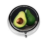 Pill Case Half Cut Avocado Pieces Round Pill Box Daily 3 Compartment Travel Pill Container for Pocket Purse Portable Medicine Cod Liver Oil Storage Box 3 Times a Day Pill Organizer