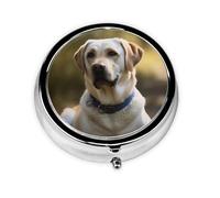 Pill Case Labrador Round Pill Box Daily 3 Compartment Travel Pill Container for Pocket Purse Portable Medicine Cod Liver Oil Storage Box 3 Times a Day Pill Organizer