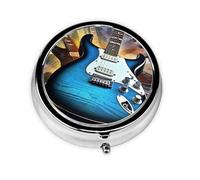 Pill Case Magic Electric Guitar Music Round Pill Box Daily 3 Compartment Travel Pill Container for Pocket Purse Portable Medicine Cod Liver Oil Storage Box 3 Times a Day Pill Organizer