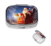 Pill Case Pill Box Christmas Magic Pill Organizer 2 Compartment Small Pill Case for Purse or Pocket Travel Pillbox Portable Pill Container Holder Vitamin Organizer