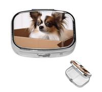 Pill Case Pill Box Papillon in The Box Pill Organizer 2 Compartment Small Pill Case for Purse or Pocket Travel Pillbox Portable Pill Container Holder Vitamin Organizer