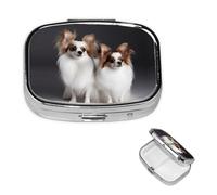 Pill Case Pill Box White Papillon Pill Organizer 2 Compartment Small Pill Case for Purse or Pocket Travel Pillbox Portable Pill Container Holder Vitamin Organizer