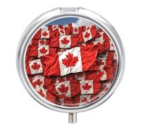 Pill Case Pill Box with Mirror 3 Compartment Small Medicine Organizer for Purse Or Pocket Canadian Flag Round Medicine Box Or Vitamins, Fish Oil, Supplements, Travel Gifts