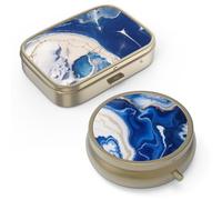Pill Case Pill Box with Mirror Retro Small Pill Case for Purse or Pocket Bronze Pill Box or Vitamins, Fish Oil, Supplements, Pill Containe Travel Gifts(2PCS)
