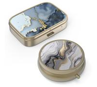 Pill Case Pill Box with Mirror Retro Small Pill Case for Purse or Pocket Bronze Pill Box or Vitamins, Fish Oil, Supplements, Pill Containe Travel Gifts（2PCS）