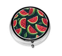 Pill Case Red Watermelon Round Pill Box Daily 3 Compartment Travel Pill Container for Pocket Purse Portable Medicine Cod Liver Oil Storage Box 3 Times a Day Pill Organizer