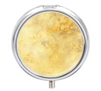 Pill Case Small Pill Box with Mirror 3 Compartment Round Pill Organizer for Purse Or Pocket Metal Medicine Holder, Pill Container Travel Gifts - Nature Yellow Floral Pastel Watercolor Flower