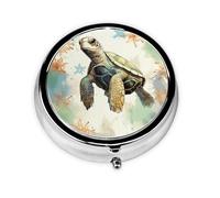 Pill Case Turtle Write Round Pill Box Daily 3 Compartment Travel Pill Container for Pocket Purse Portable Medicine Cod Liver Oil Storage Box 3 Times a Day Pill Organizer